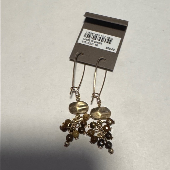 J. Jill Gold Tone Beaded Cluster Dangle Earrings NWT. (BJ111) - Picture 5 of 6